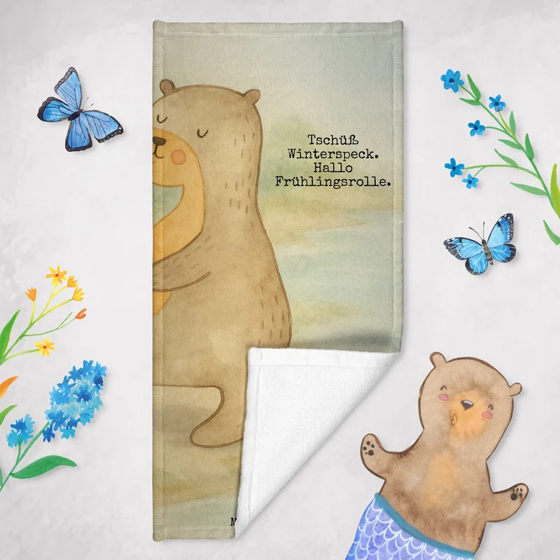 Badehandtuch Otter Bauch Design