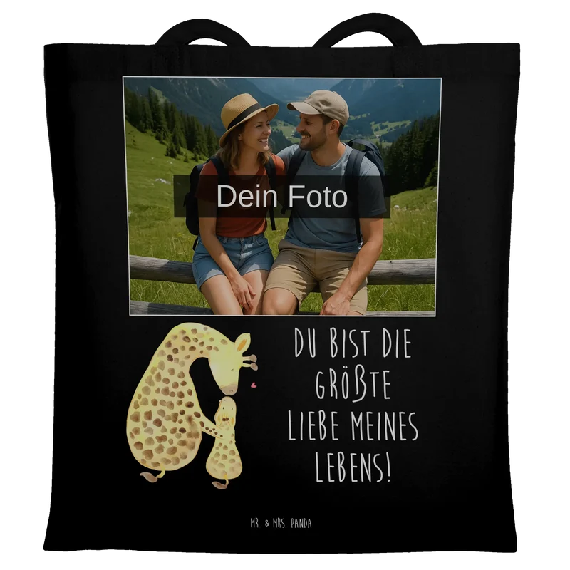 Personalisierte Foto Tragetasche Giraffe Kind