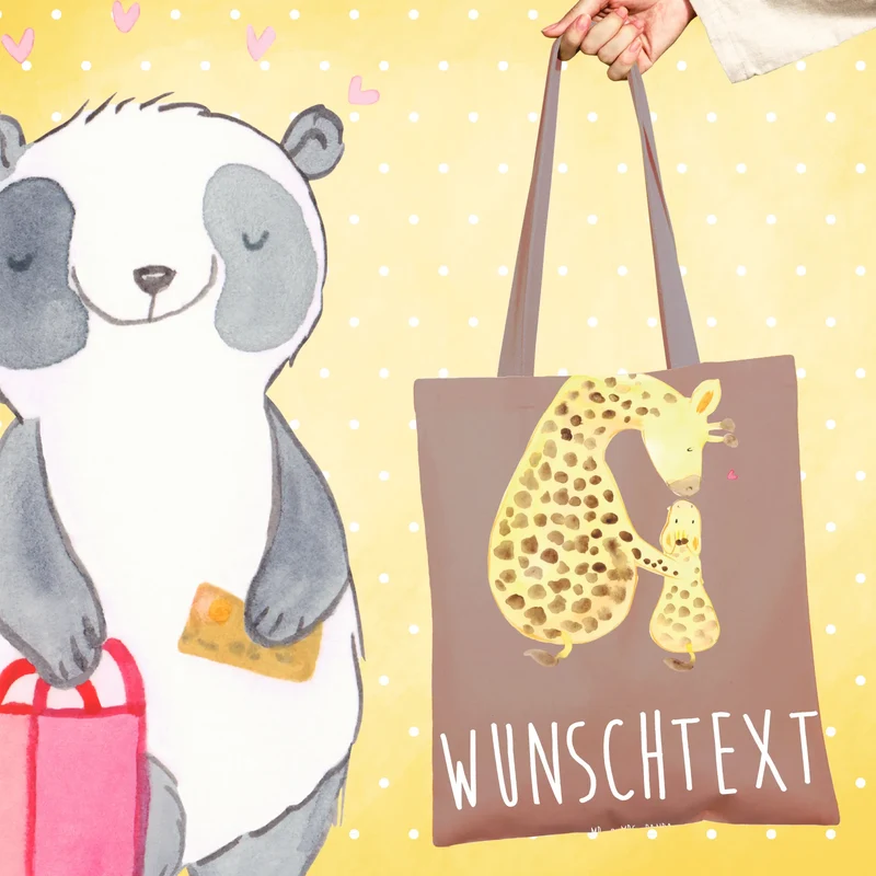 Personalisierte Foto Tragetasche Giraffe Kind