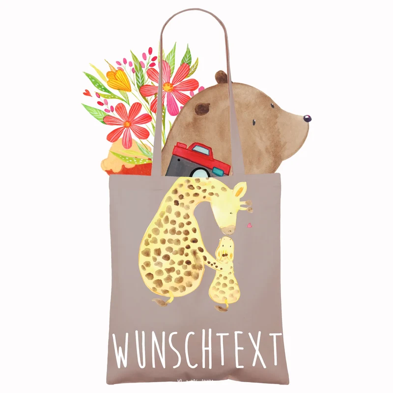 Personalisierte Foto Tragetasche Giraffe Kind