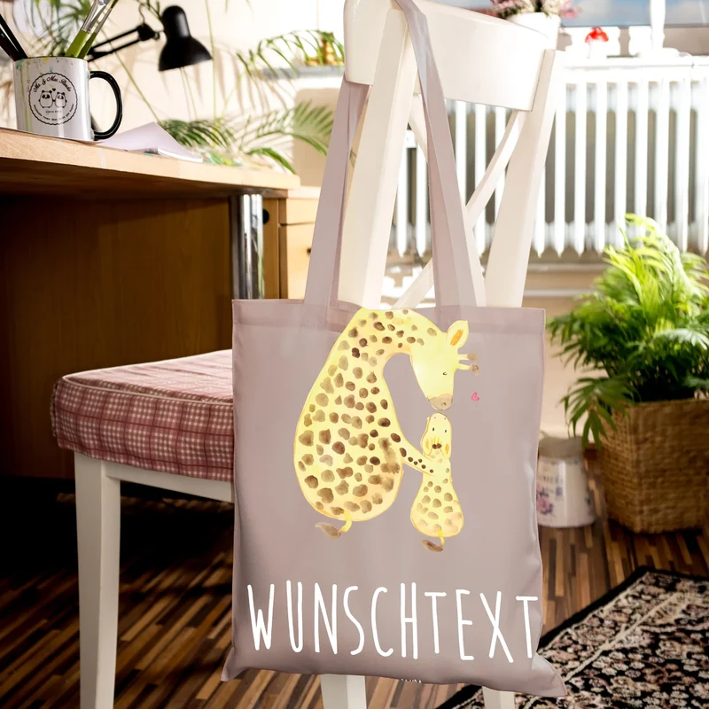 Personalisierte Foto Tragetasche Giraffe Kind