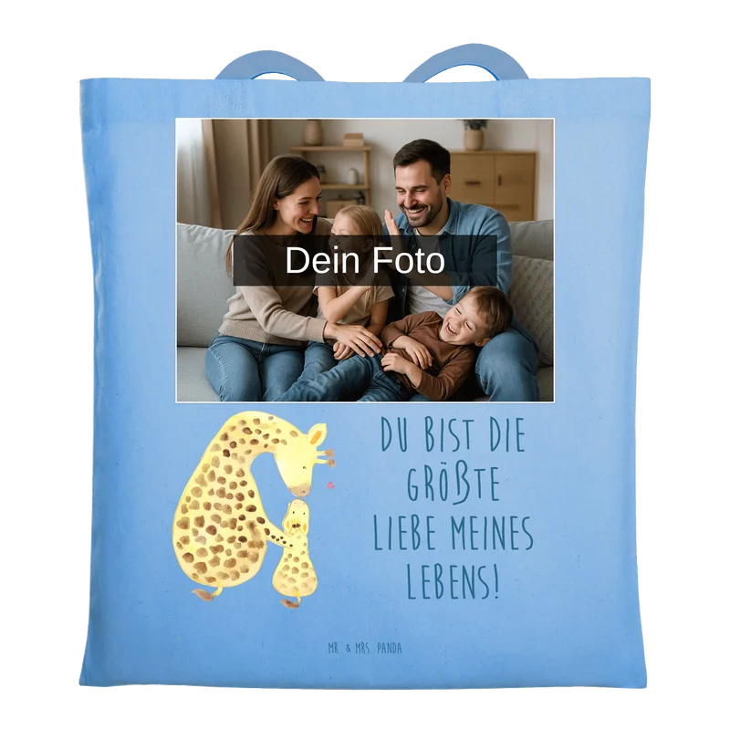 Personalisierte Foto Tragetasche Giraffe Kind