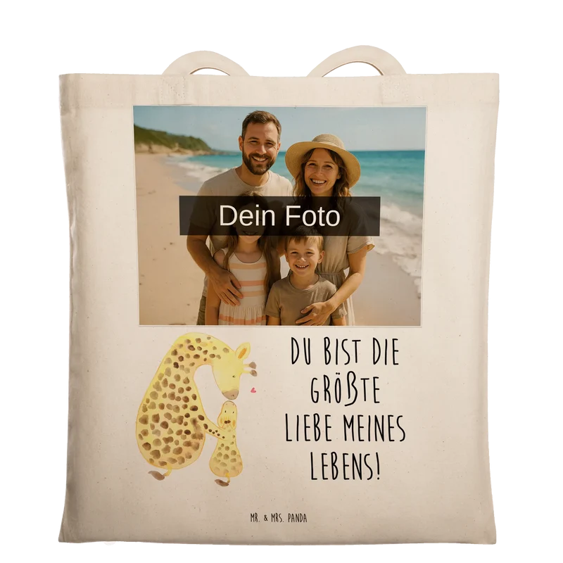 Personalisierte Foto Tragetasche Giraffe Kind