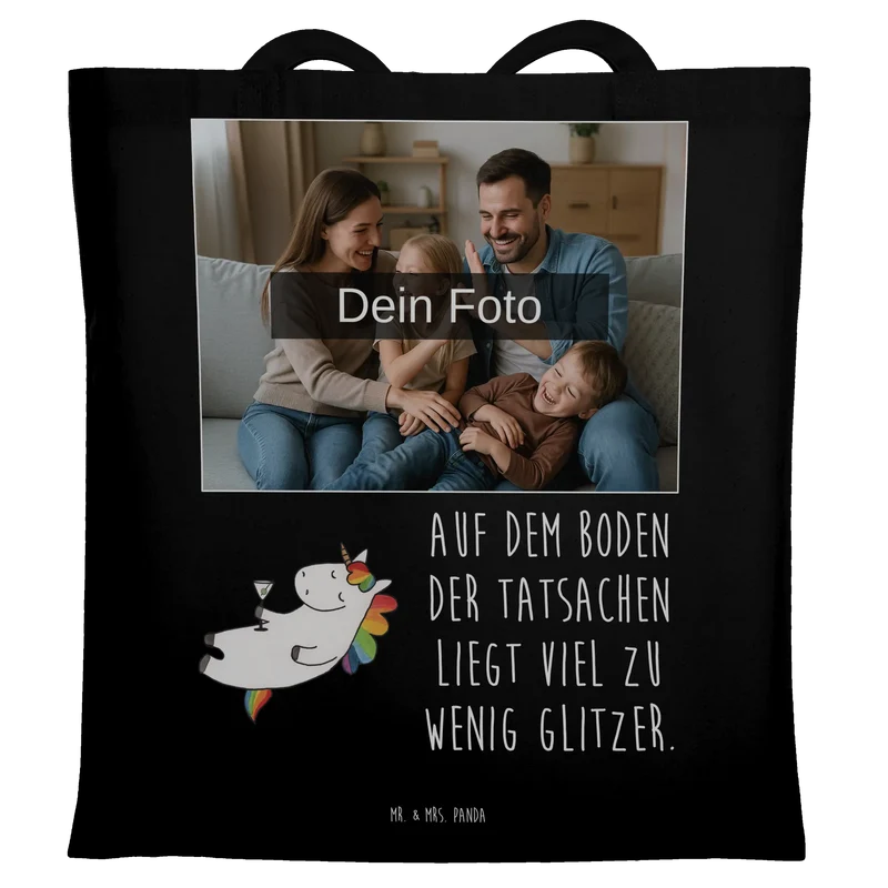 Personalisierte Foto Tragetasche Einhorn Cocktail