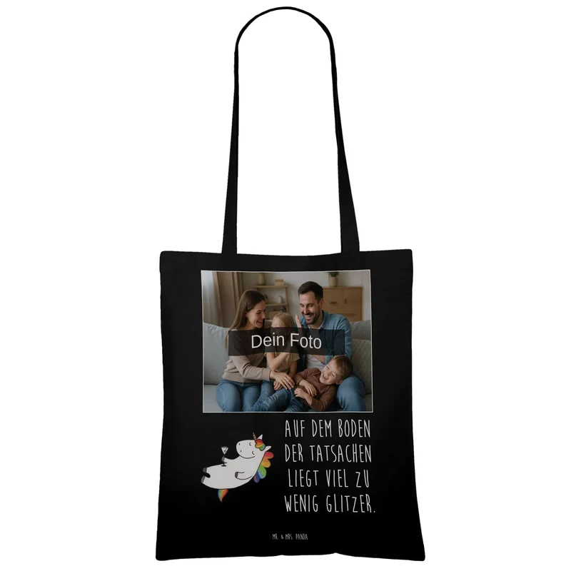 Personalisierte Foto Tragetasche Einhorn Cocktail
