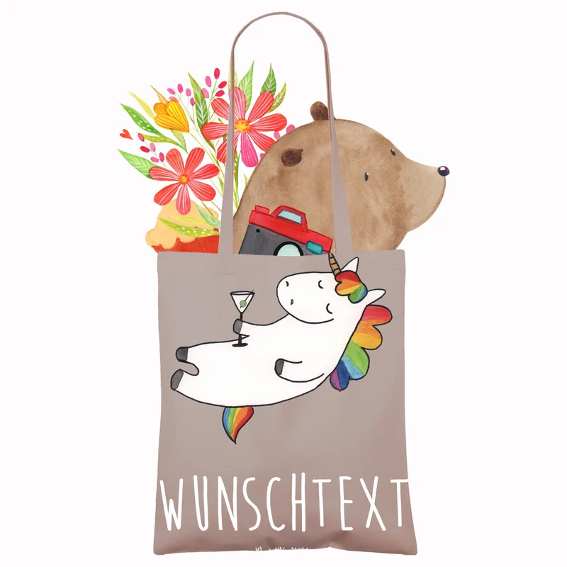 Personalisierte Foto Tragetasche Einhorn Cocktail