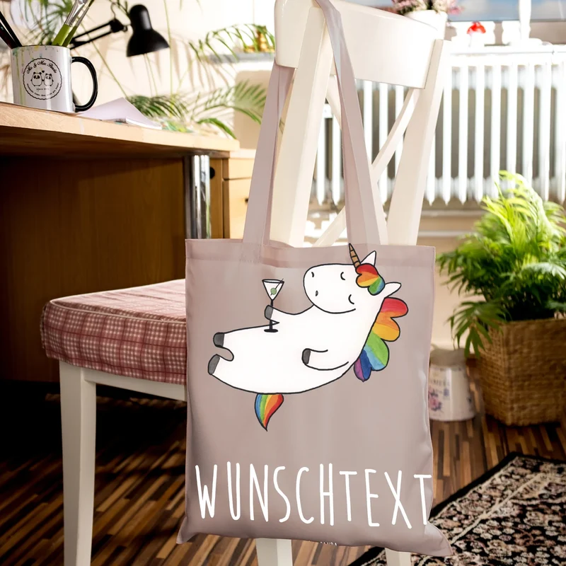 Personalisierte Foto Tragetasche Einhorn Cocktail