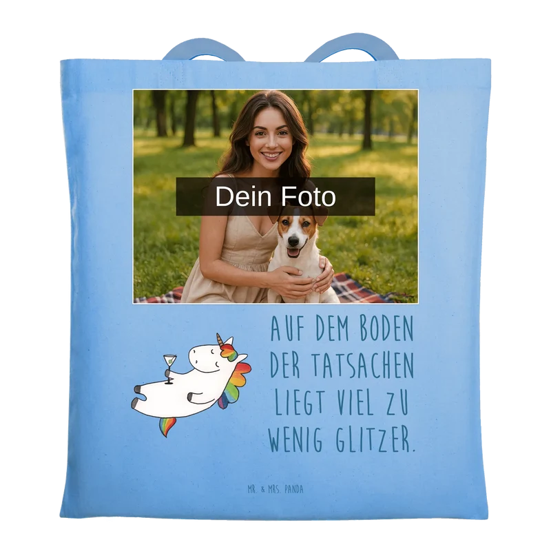 Personalisierte Foto Tragetasche Einhorn Cocktail