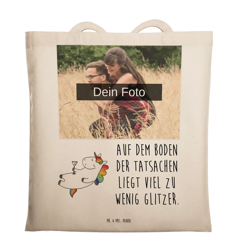 Personalisierte Foto Tragetasche Einhorn Cocktail