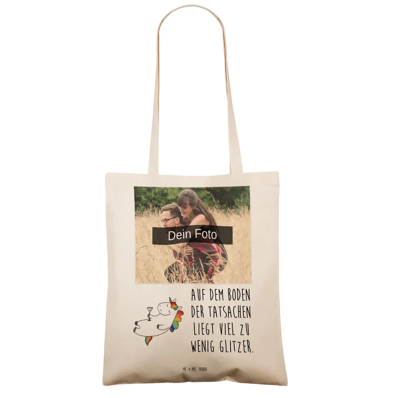 Personalisierte Foto Tragetasche Einhorn Cocktail
