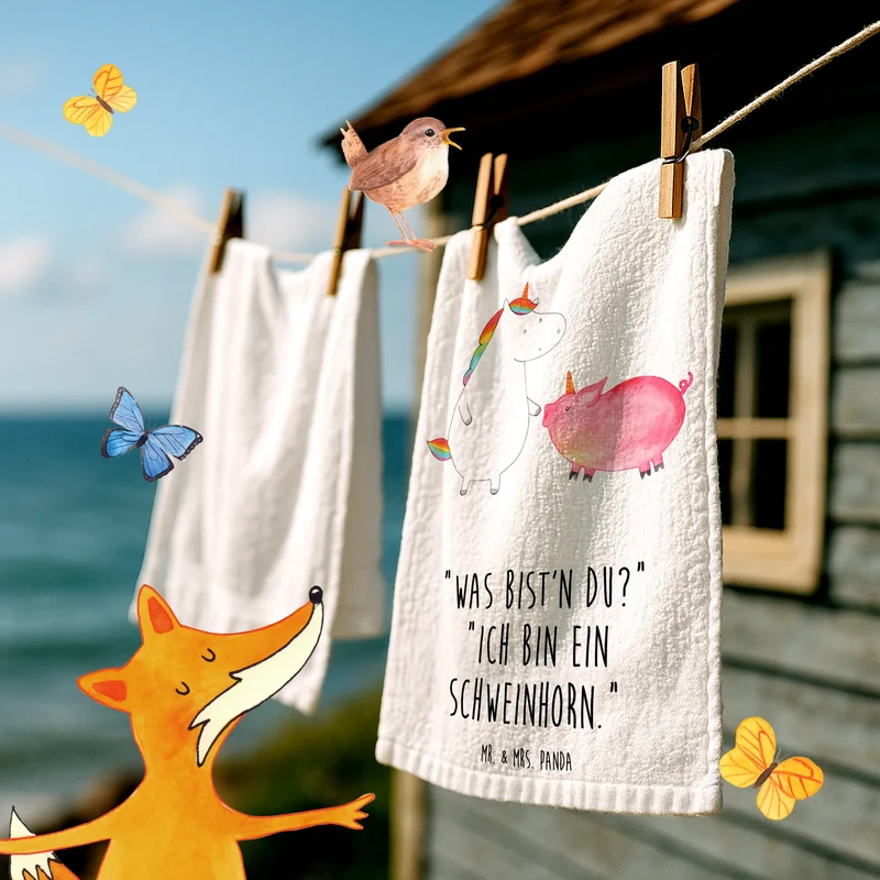 Gästehandtuch Einhorn Schwein