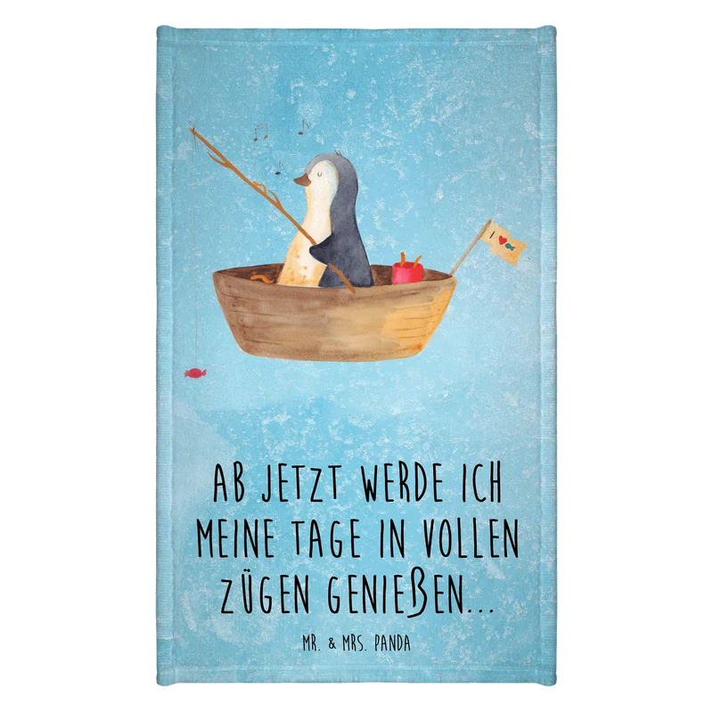 Gästehandtuch Pinguin Angelboot