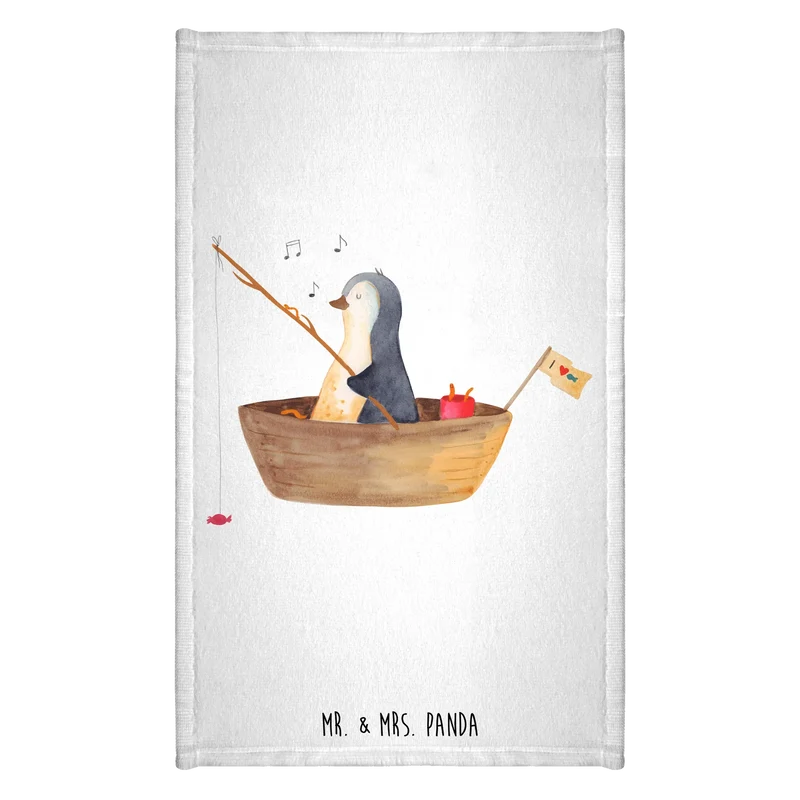 Gästehandtuch Pinguin Angelboot