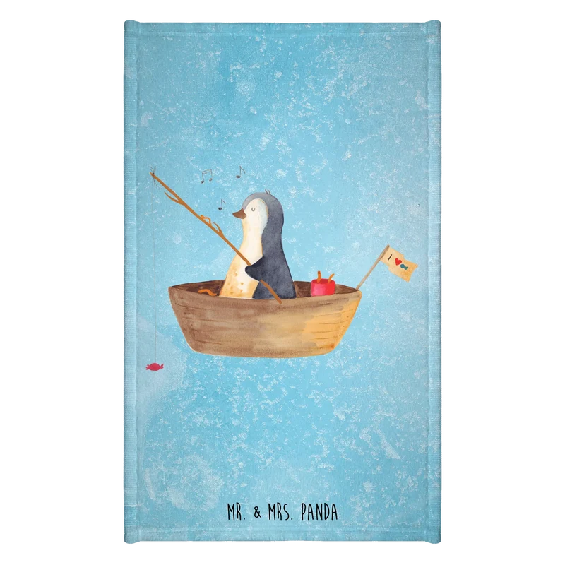 Gästehandtuch Pinguin Angelboot