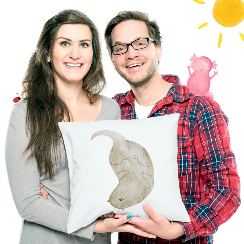 40x40 Kissen Otter Kopfüber