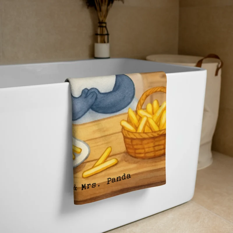 XL Badehandtuch Panda Pommes Gebet Design