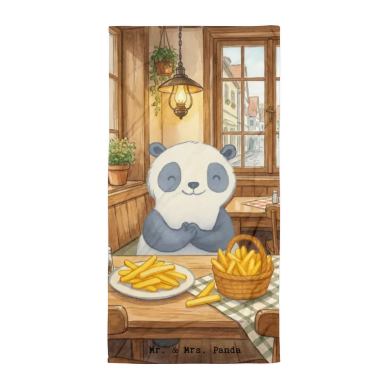 XL Badehandtuch Panda Pommes Gebet Design