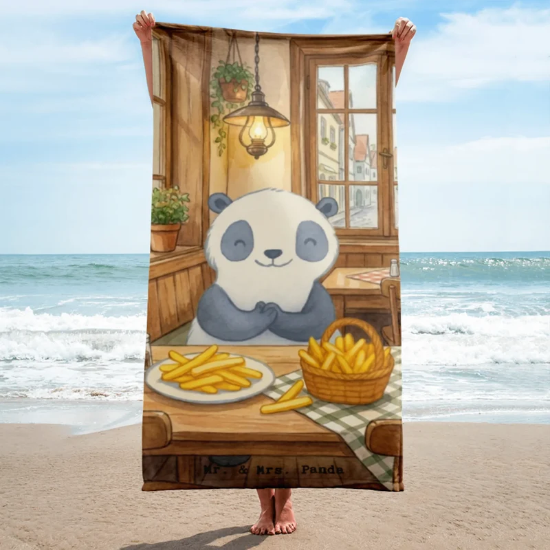 XL Badehandtuch Panda Pommes Gebet Design