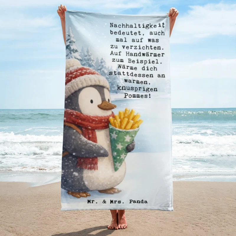 XL Badehandtuch Pinguin Winter Pommes Design
