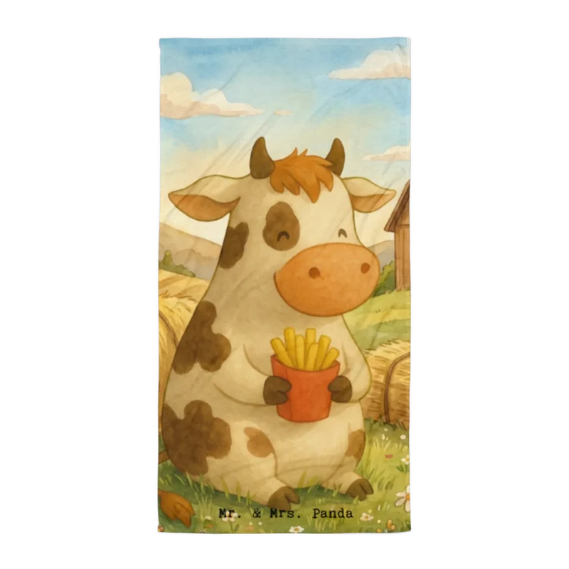 XL Badehandtuch Kuh Pommes Design