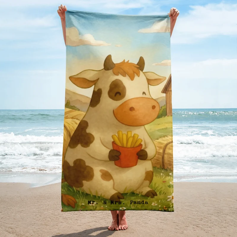 XL Badehandtuch Kuh Pommes Design