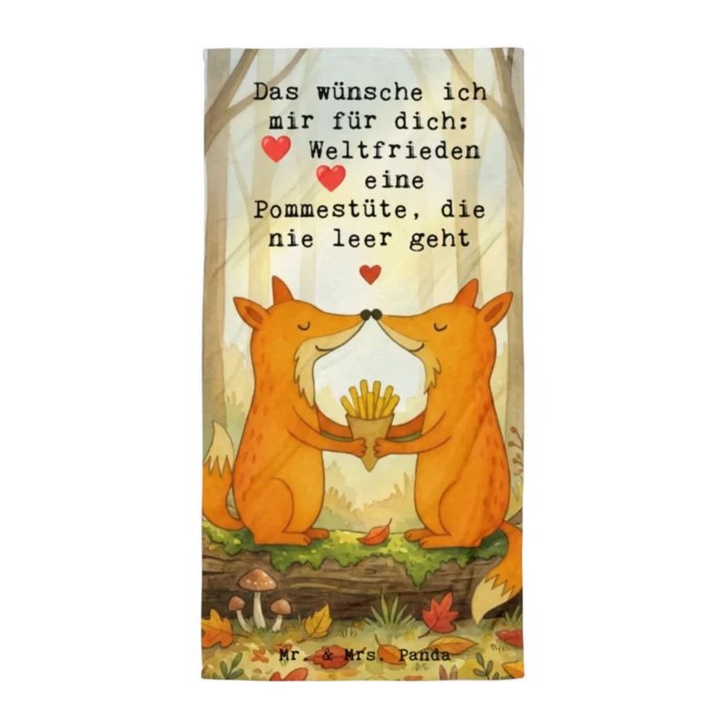 XL Badehandtuch Füchse Liebe Pommes Design