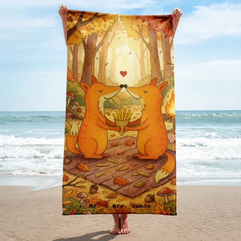 XL Badehandtuch Füchse Liebe Pommes Design