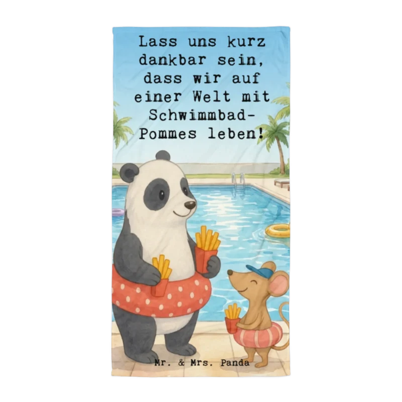 XL Badehandtuch Panda Schwimmbad Pommes Design