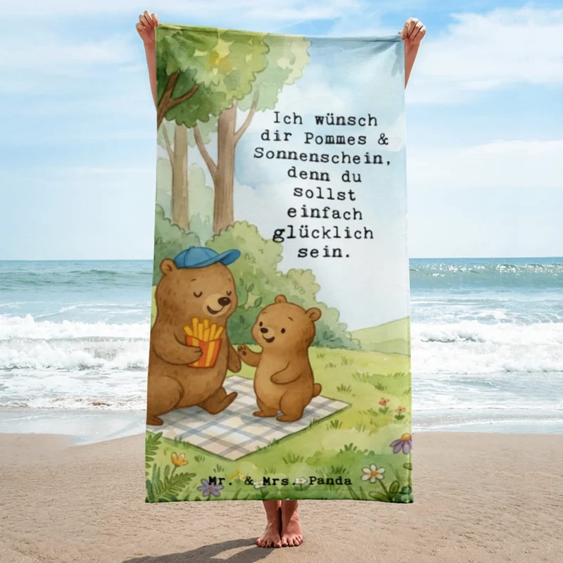 XL Badehandtuch Bär Kind Pommes Design