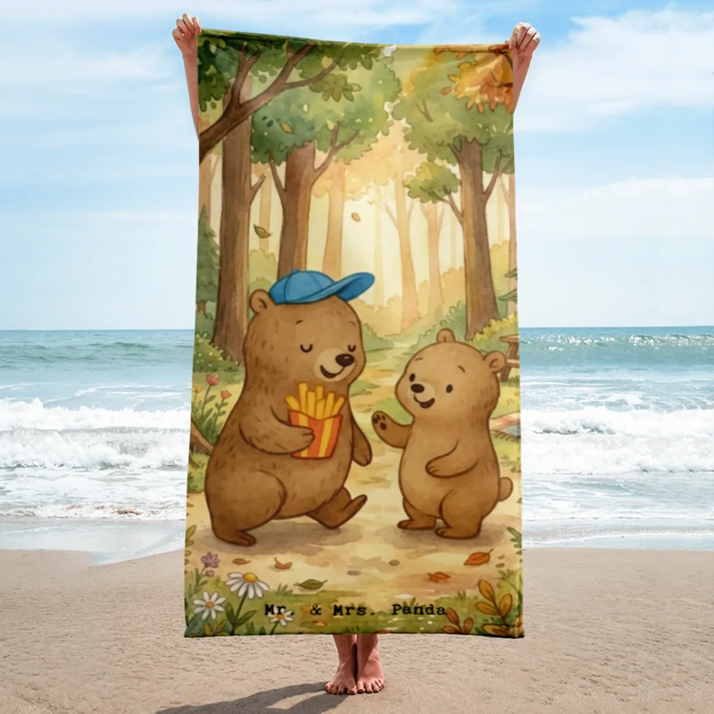 XL Badehandtuch Bär Kind Pommes Design