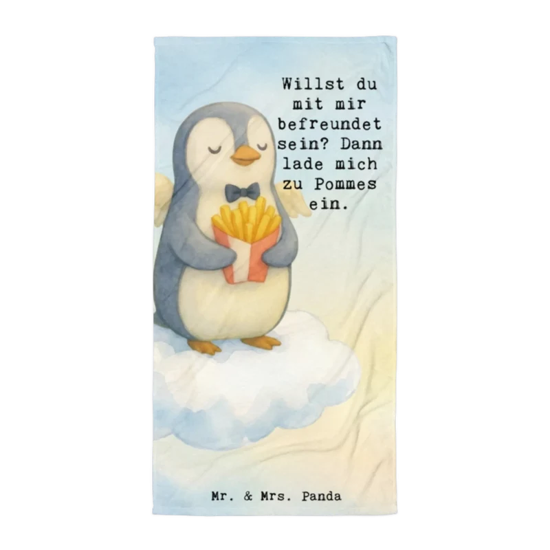 XL Badehandtuch Pinguin Engel Pommes Design