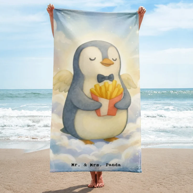 XL Badehandtuch Pinguin Engel Pommes Design