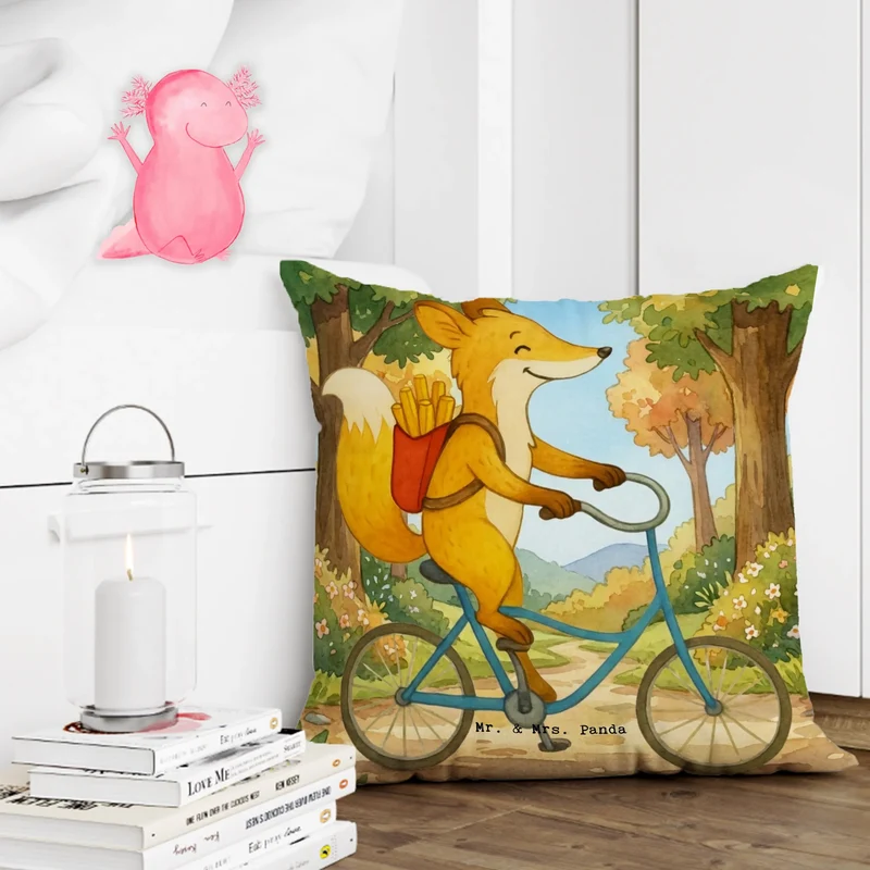 40x40 Kissen Fuchs Lieferung Pommes Design