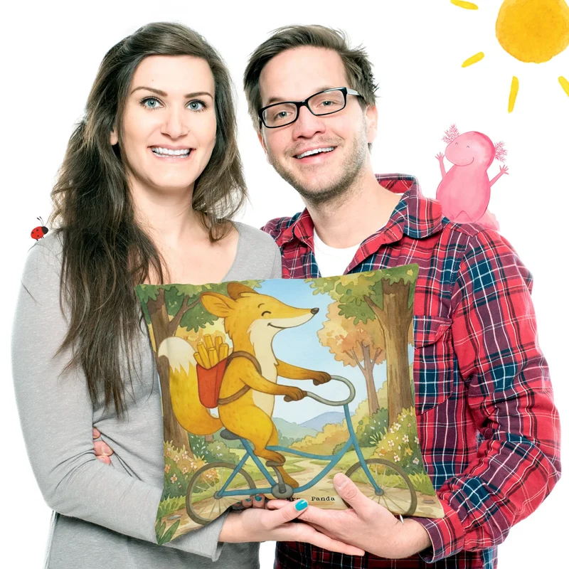 40x40 Kissen Fuchs Lieferung Pommes Design