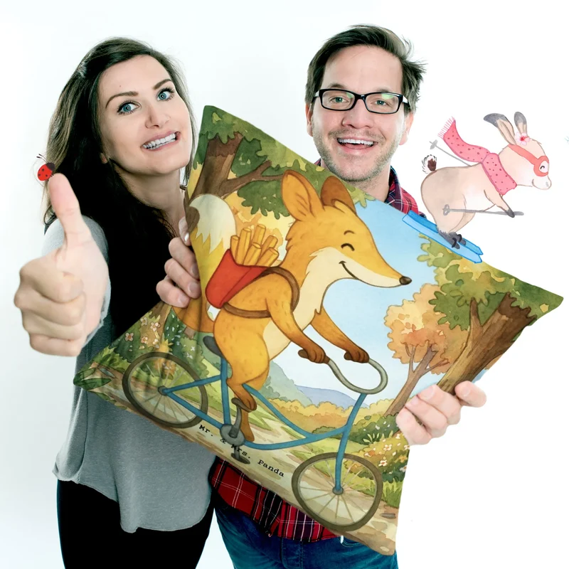 40x40 Kissen Fuchs Lieferung Pommes Design