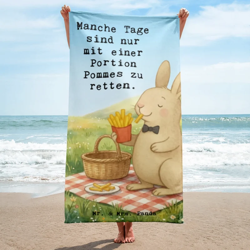 XL Badehandtuch Hase Pommes Design