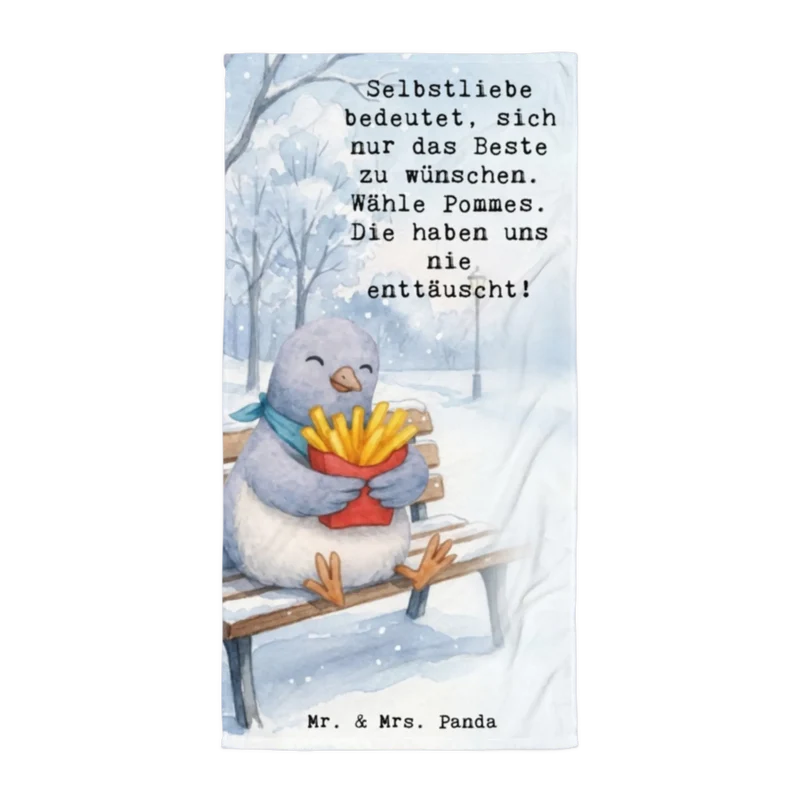 XL Badehandtuch Taube Winter Pommes Design
