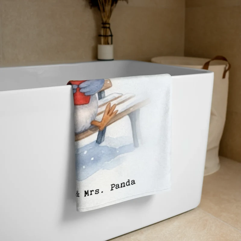 XL Badehandtuch Taube Winter Pommes Design