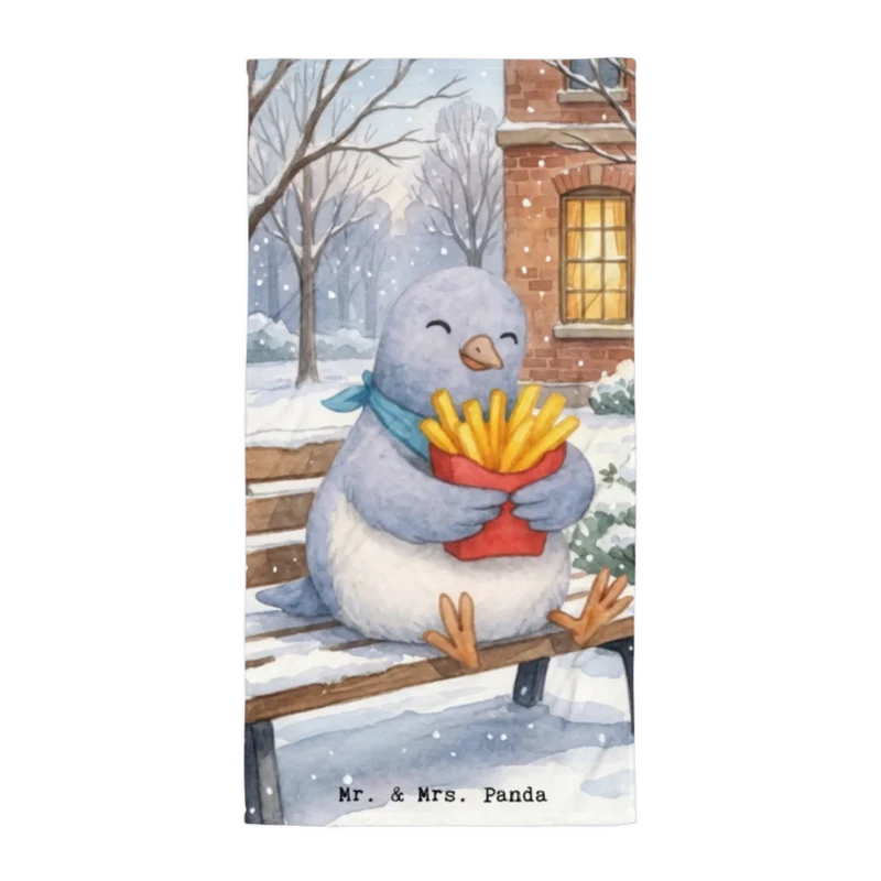XL Badehandtuch Taube Winter Pommes Design