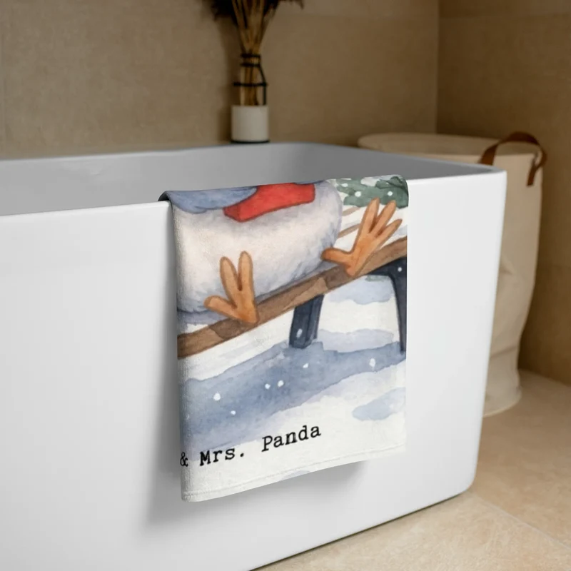 XL Badehandtuch Taube Winter Pommes Design