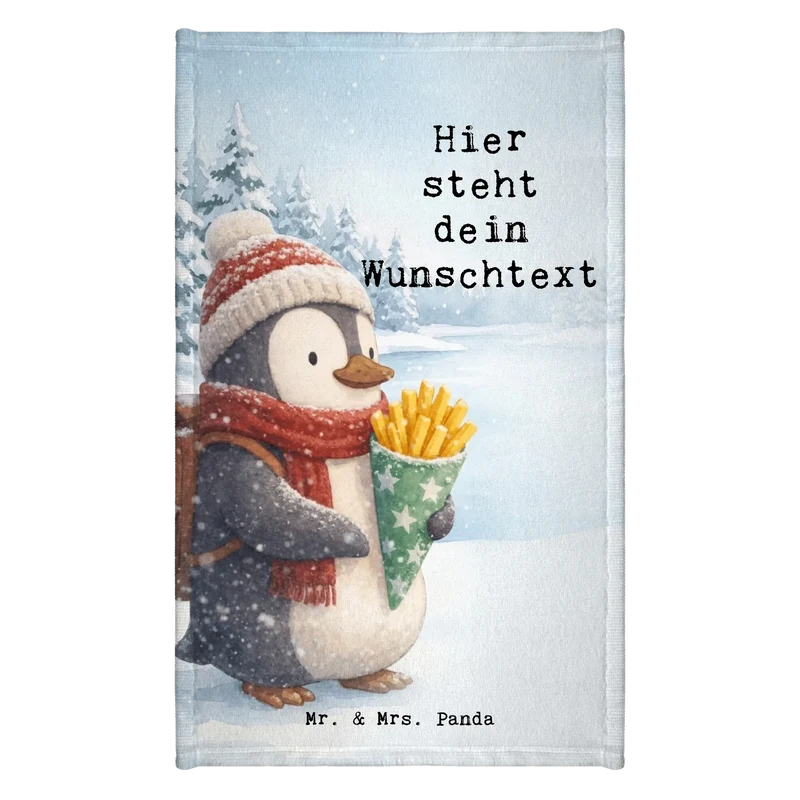 Personalisiertes Gästehandtuch Pinguin Winter Pommes Design