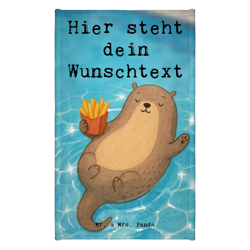 Personalisiertes Gästehandtuch Otter Schwimmbad Pommes Design