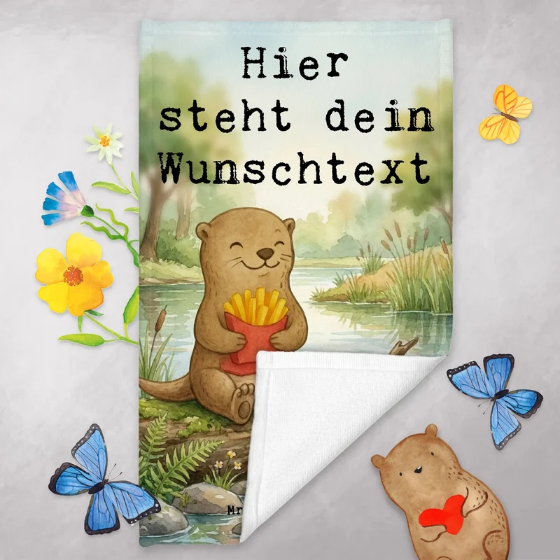 Personalisiertes Gästehandtuch Otter Pommes Design