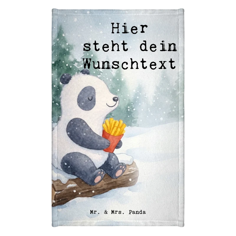 Personalisiertes Gästehandtuch Panda Winter Pommes Design