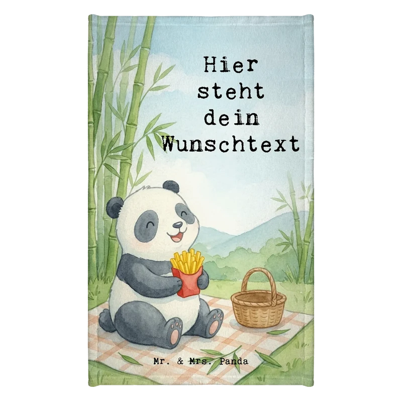 Personalisiertes Gästehandtuch Panda beflügelt Pommes Design