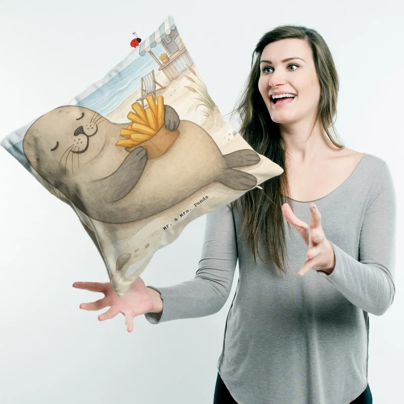 40x40 Kissen Robbe Pommes Design