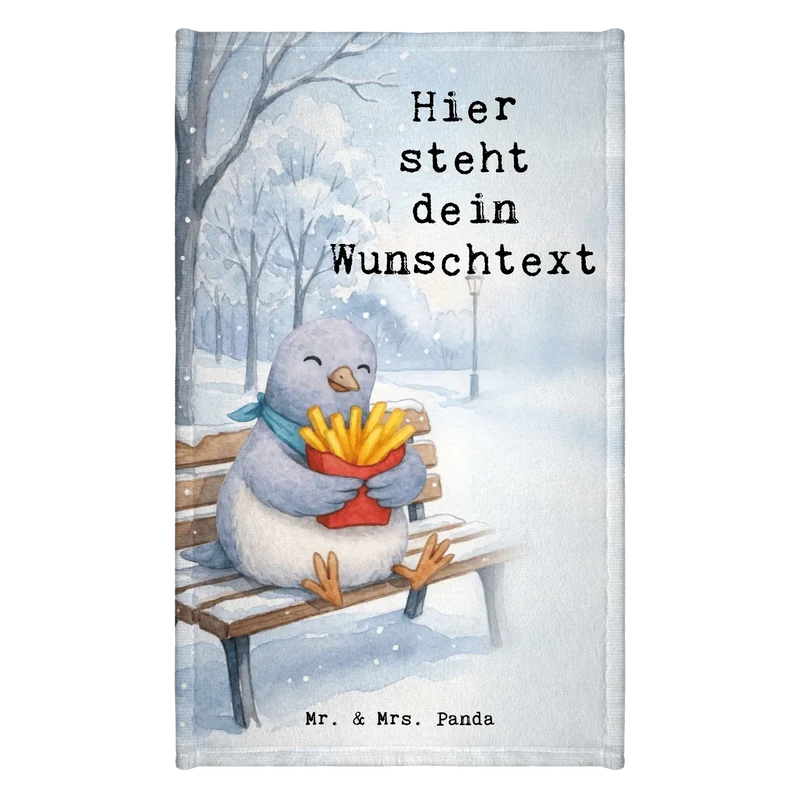 Personalisiertes Gästehandtuch Taube Winter Pommes Design