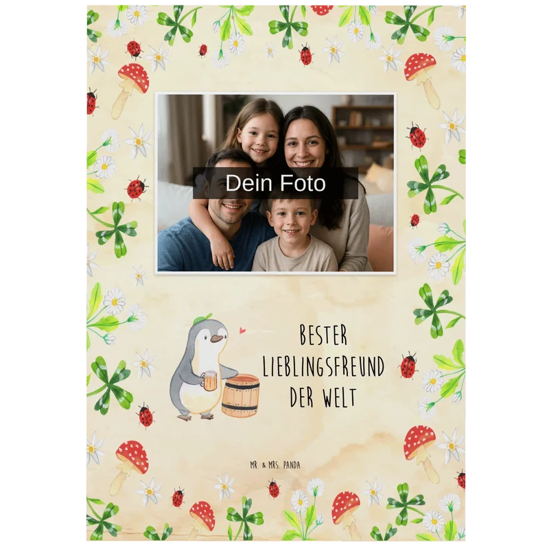 Personalisierte Foto Postkarte Pinguin Bester Lieblingsfreund der Welt