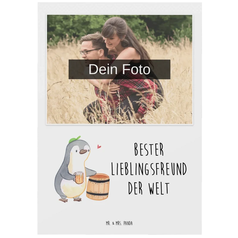 Personalisierte Foto Postkarte Pinguin Bester Lieblingsfreund der Welt