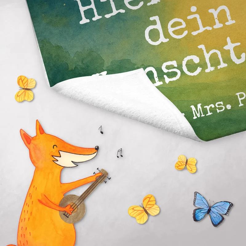 Personalisiertes Gästehandtuch Fuchs Sterne Design